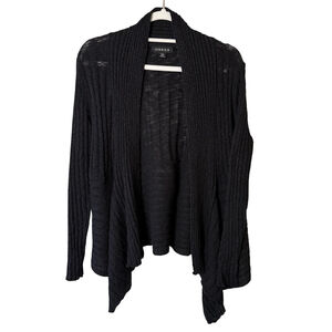 Jessica Petites Elegant Black Ribbed Open Cardigan Size PM 12P Cozy Fall Winter